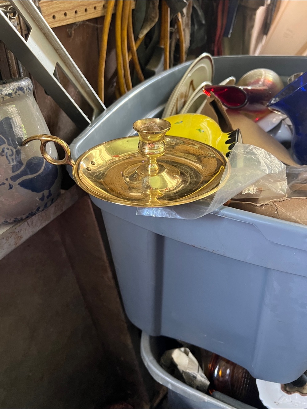 Source Unknown Brass Chamberstick Candle Holder - Gold